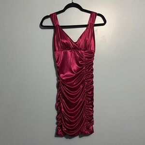 Silky stretchy maroon dress